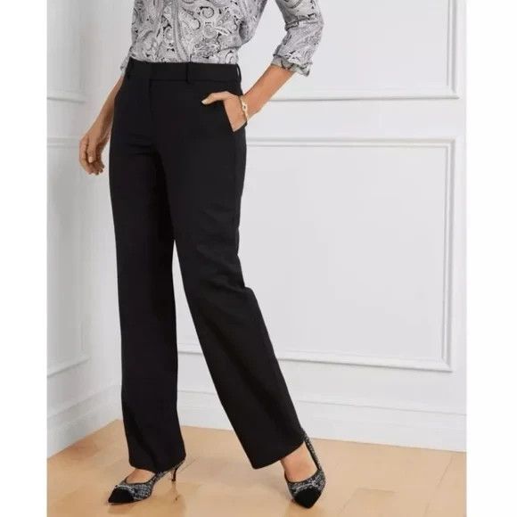 Talbots Womens 6 Signature Slim Straight Leg Ankle Pants Black Cotton Stretch - Picture 1 of 14